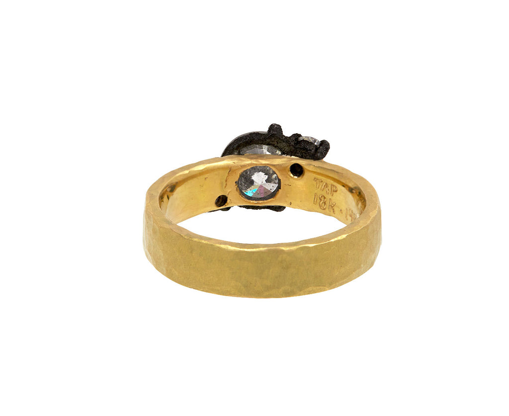 Wide Band Triple Diamond Solitaire Ring