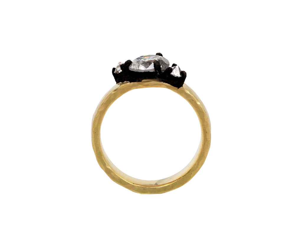 Wide Band Triple Diamond Solitaire Ring