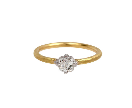 Mixed Metal Cushion Cut Diamond Solitaire