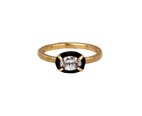 Blackened Halo Diamond Solitaire Ring