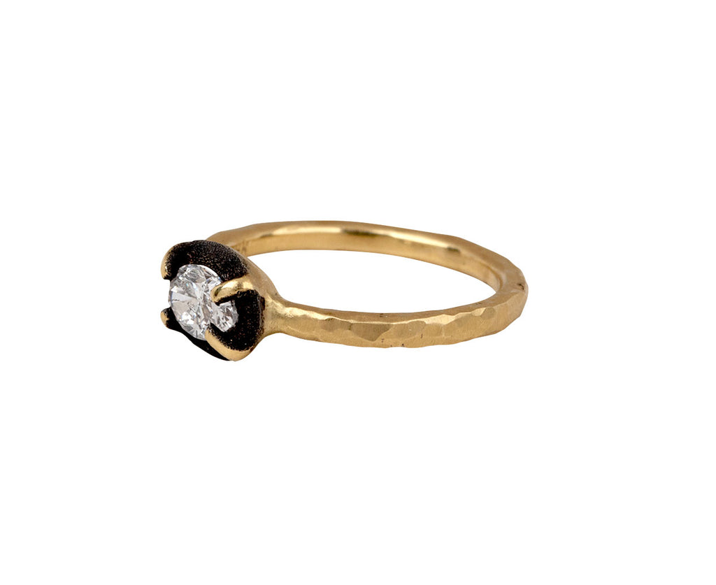Blackened Halo Diamond Solitaire Ring