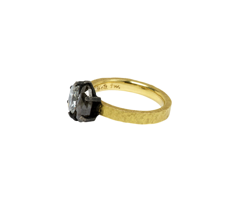 Todd Pownell Black Crescent and White Oval Double Diamond Ring Side View