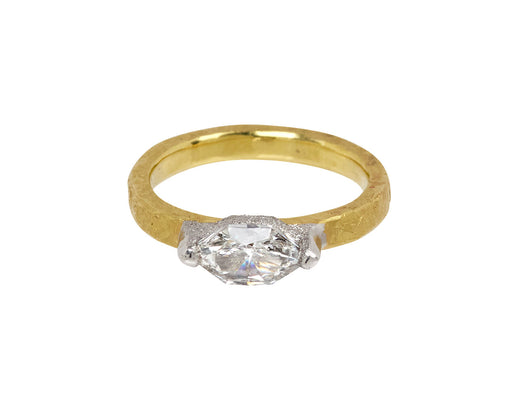 Hexagonal Full Cut Diamond Solitaire Ring - TWISTonline 