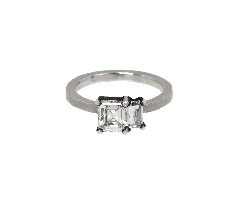 Two Emerald Cut Diamond Solitaire Ring