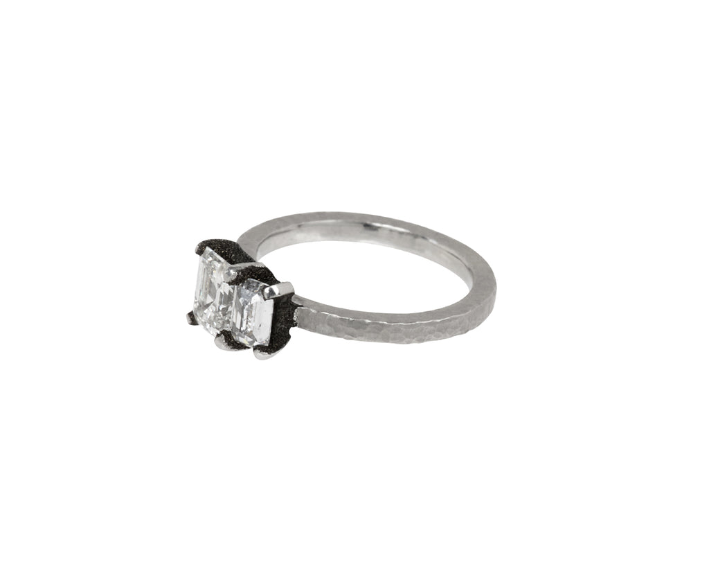 Two Emerald Cut Diamond Solitaire Ring