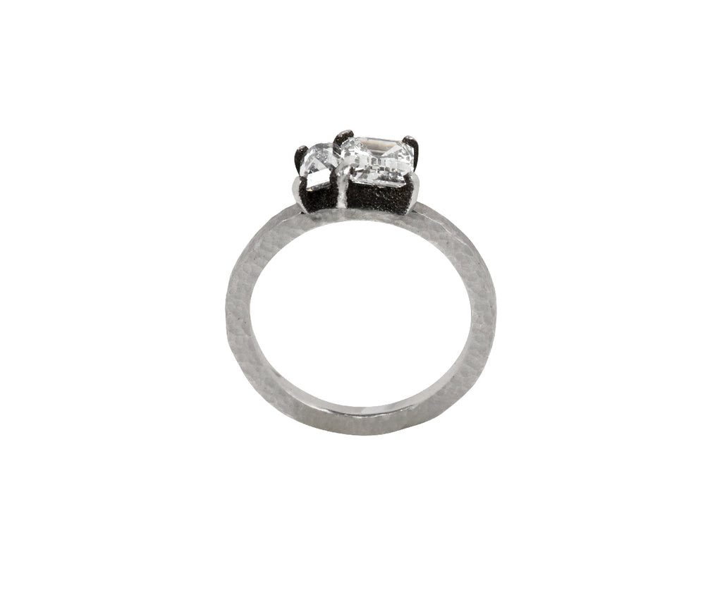 Two Emerald Cut Diamond Solitaire Ring