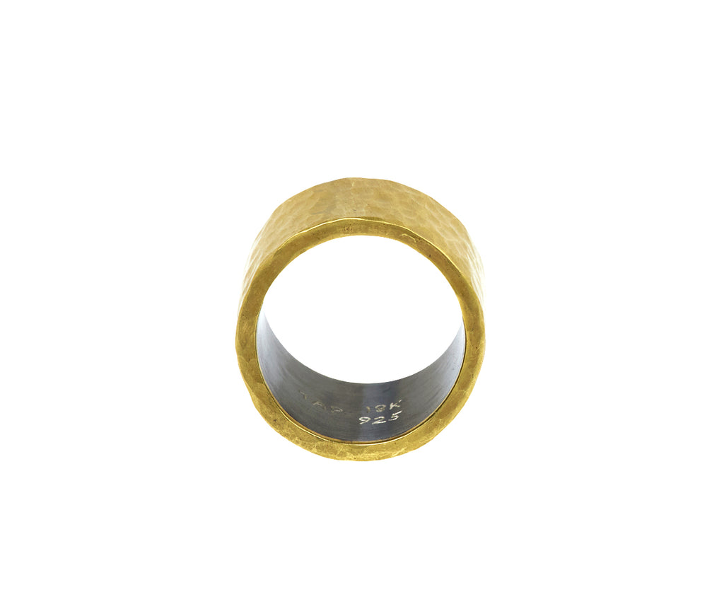Silver and Gold Tapered Hammered Band