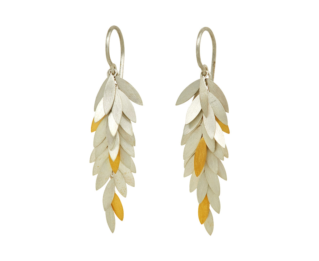 Silver and Gold Leaf Drop Earrings - TWISTonline 