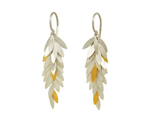 Silver and Gold Leaf Drop Earrings - TWISTonline 