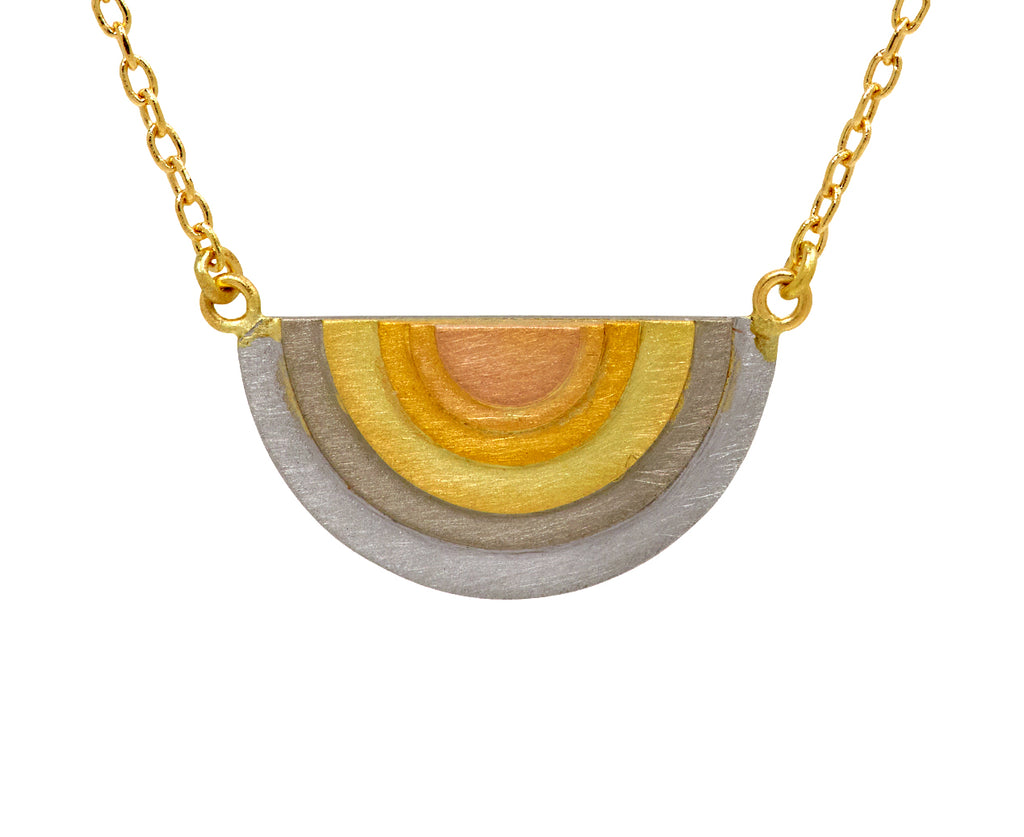 Rainbow Sun Halo Pendant Necklace