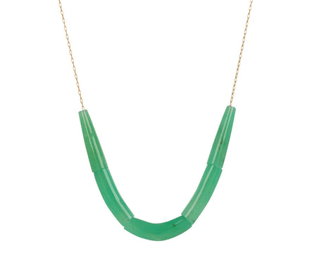 TenThousandThings Chrysoprase Cut Stone Line Necklace