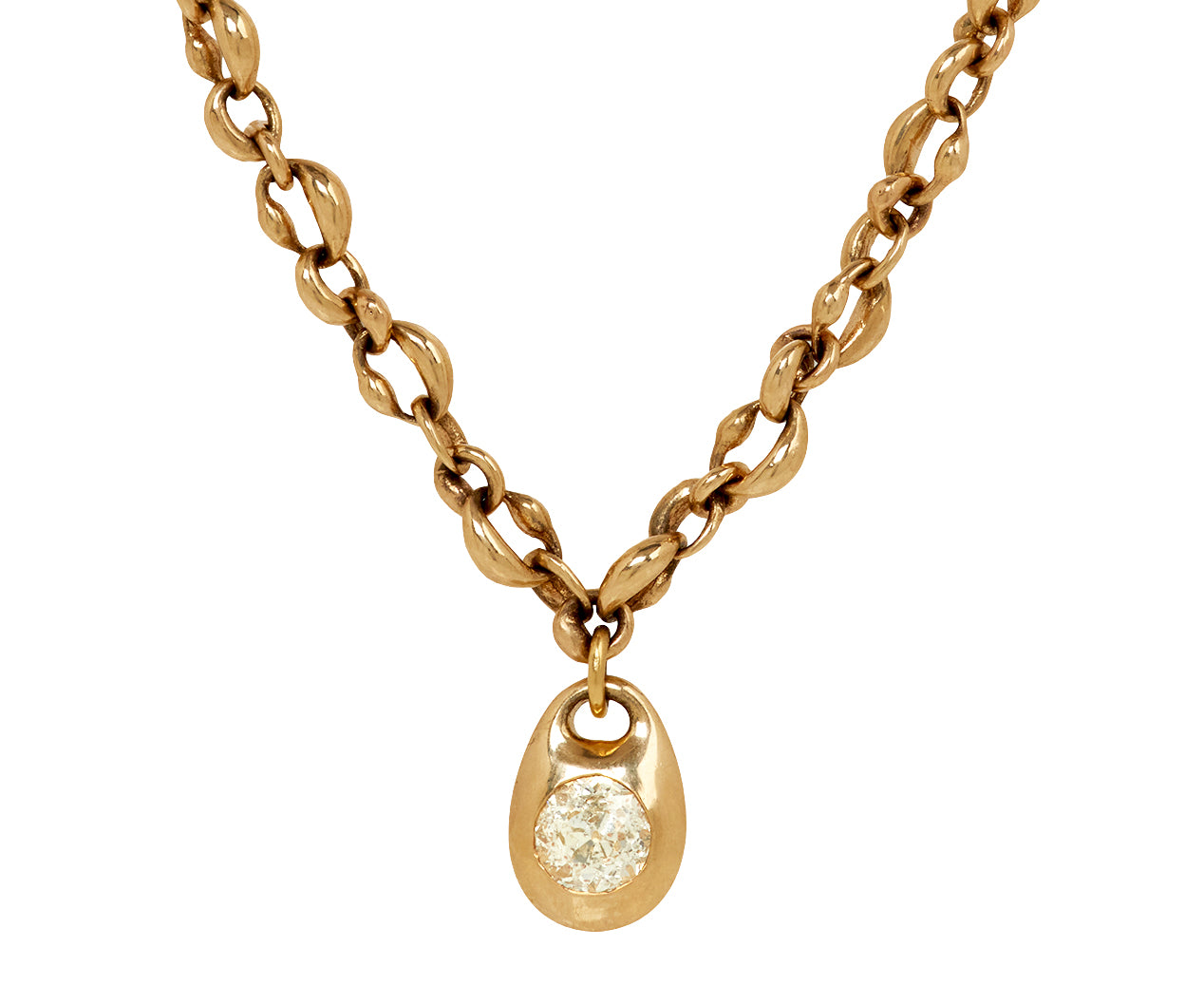 TenThousandThings Old Mine Cut Diamond Locket Chain Necklace