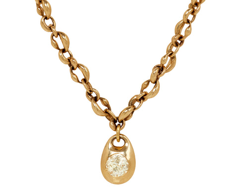 TenThousandThings Old Mine Cut Diamond Locket Chain Necklace