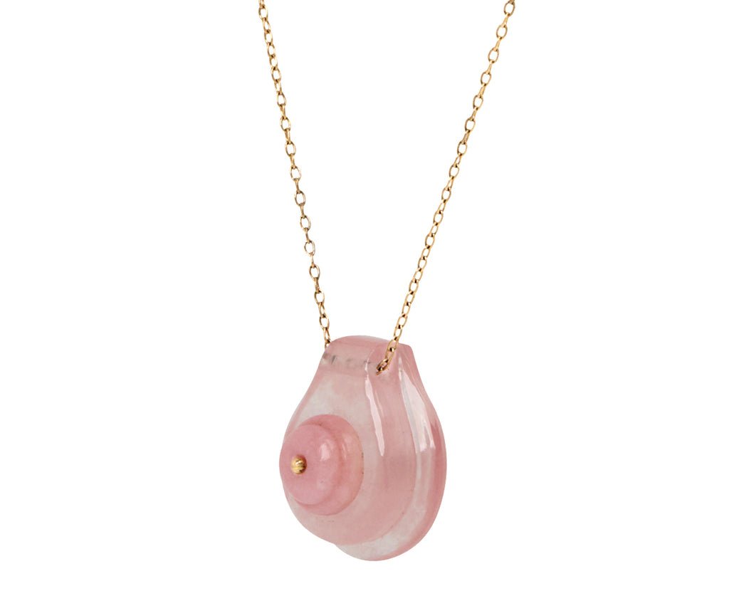 Ten Thousand Things Rose Quartz and Pink Opal Cut Stone Button Necklace