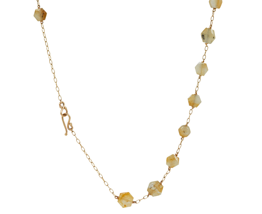 White Sapphire Sun Pendant on White Sapphire Beaded Necklace
