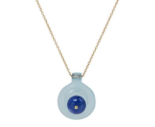 Aquamarine and Sapphire Bead Holder Necklace