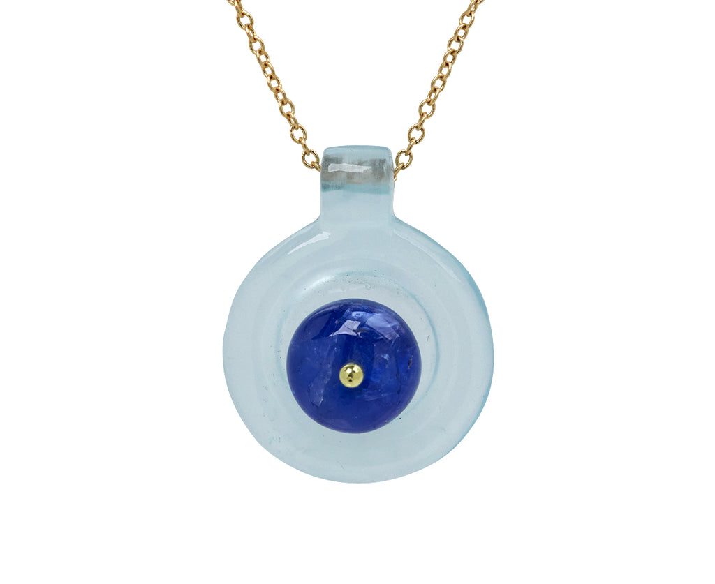 Aquamarine and Sapphire Bead Holder Necklace