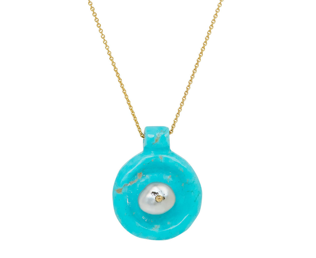 Turquoise and Pearl Holder Bead Necklace