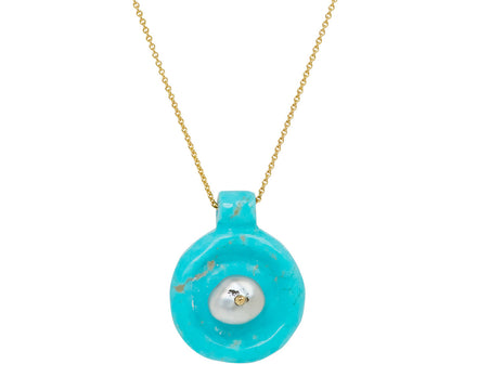 Turquoise and Pearl Holder Bead Necklace