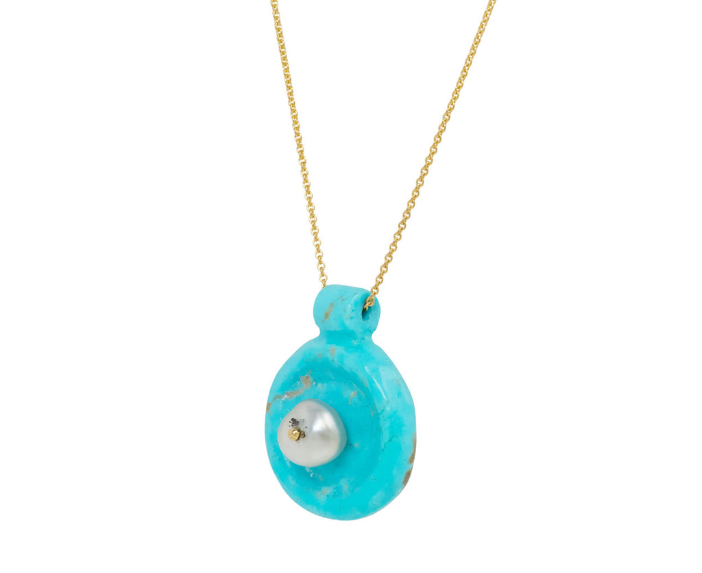 Turquoise and Pearl Holder Bead Necklace
