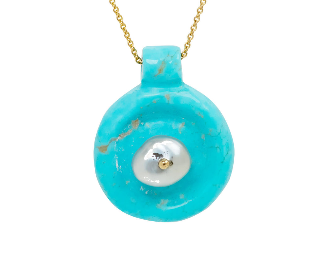 Turquoise and Pearl Holder Bead Necklace