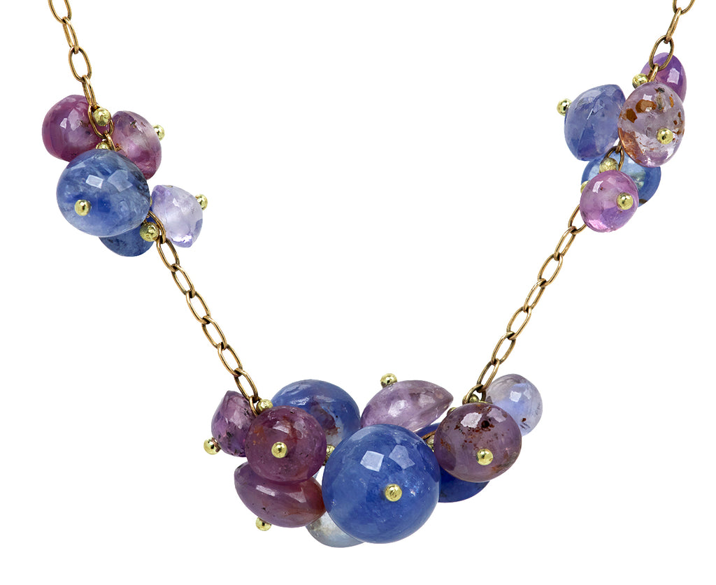 Beaded Sapphire Cluster Necklace