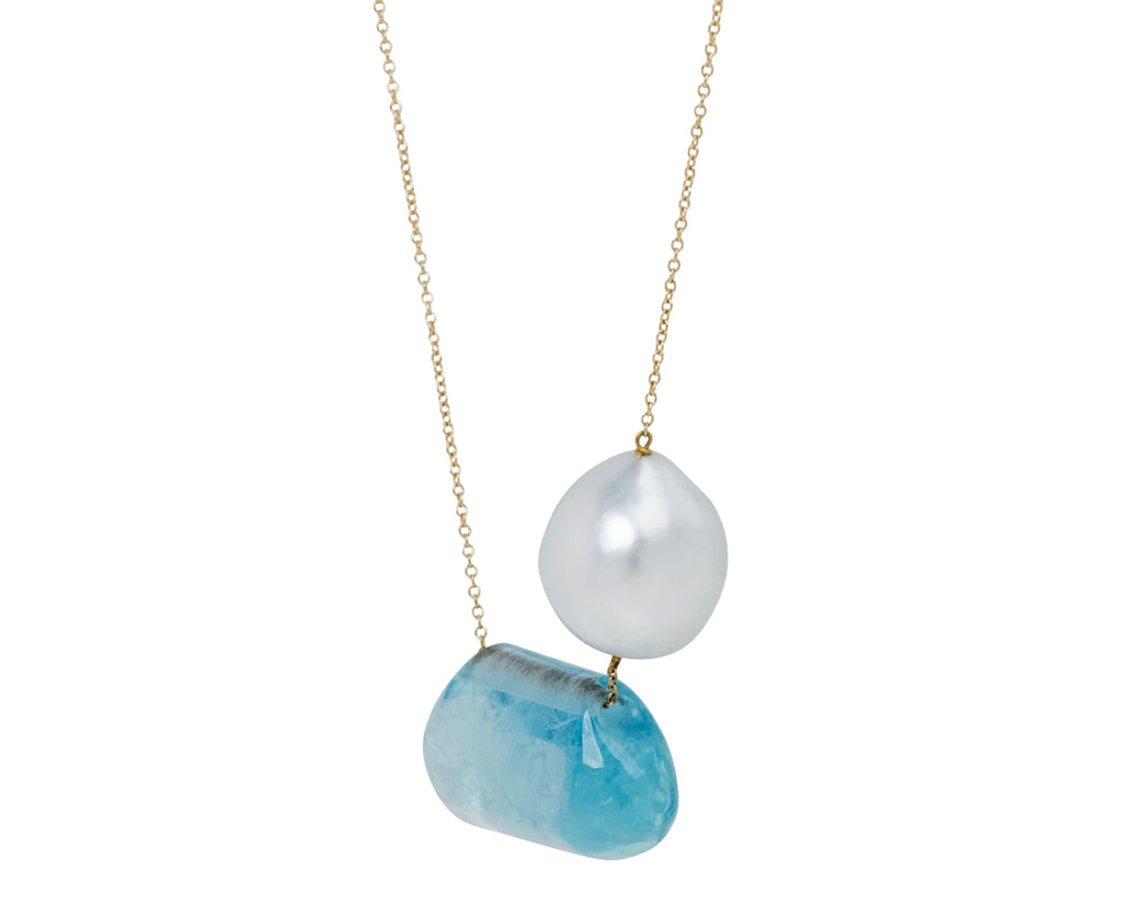 Aquamarine and Pearl Tapiz Bead Necklace