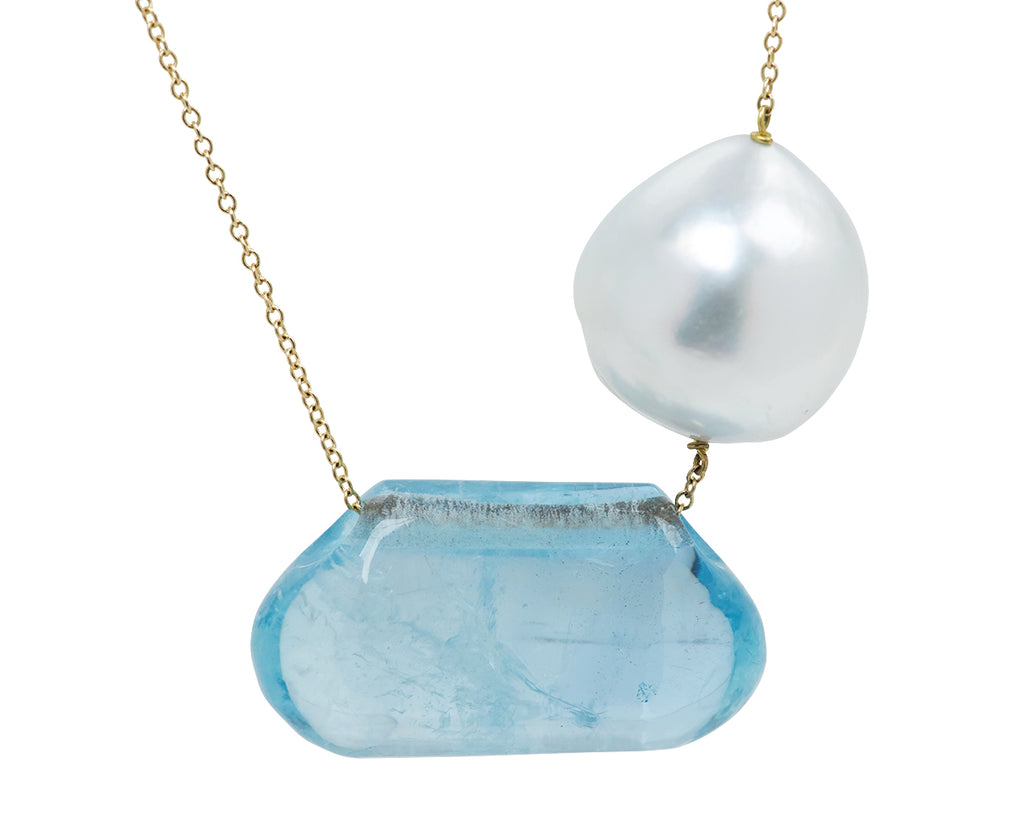 Aquamarine and Pearl Tapiz Bead Necklace