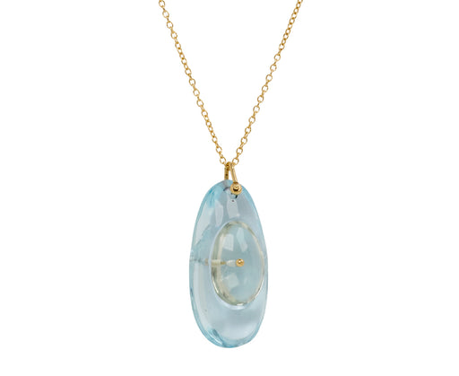 TenThousandThings Aquamarine and Green Amethyst Pendant Necklace