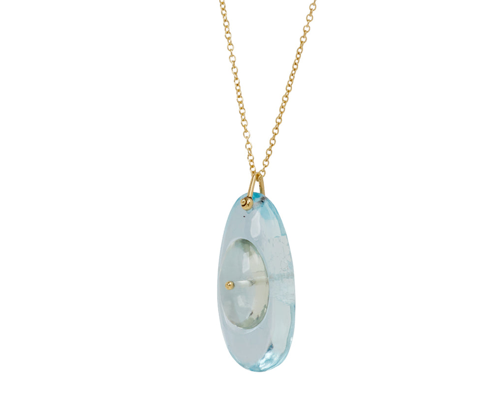 TenThousandThings Aquamarine and Green Amethyst Pendant Necklace - side