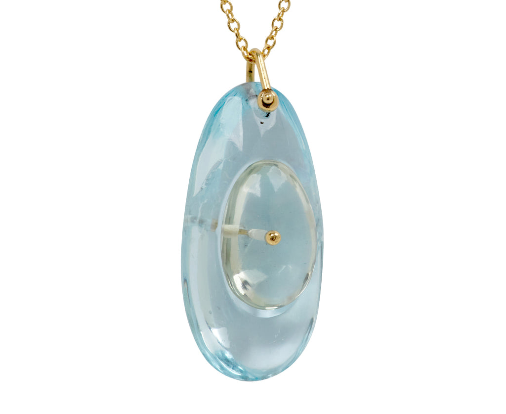 TenThousandThings Aquamarine and Green Amethyst Pendant Necklace - closeup