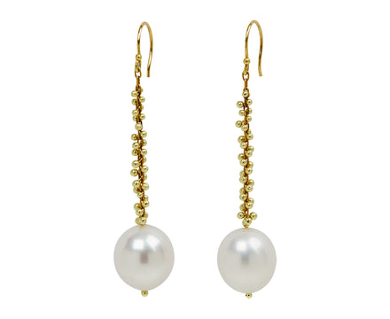 TenThousandThings White Pearl Long Drop Earrings