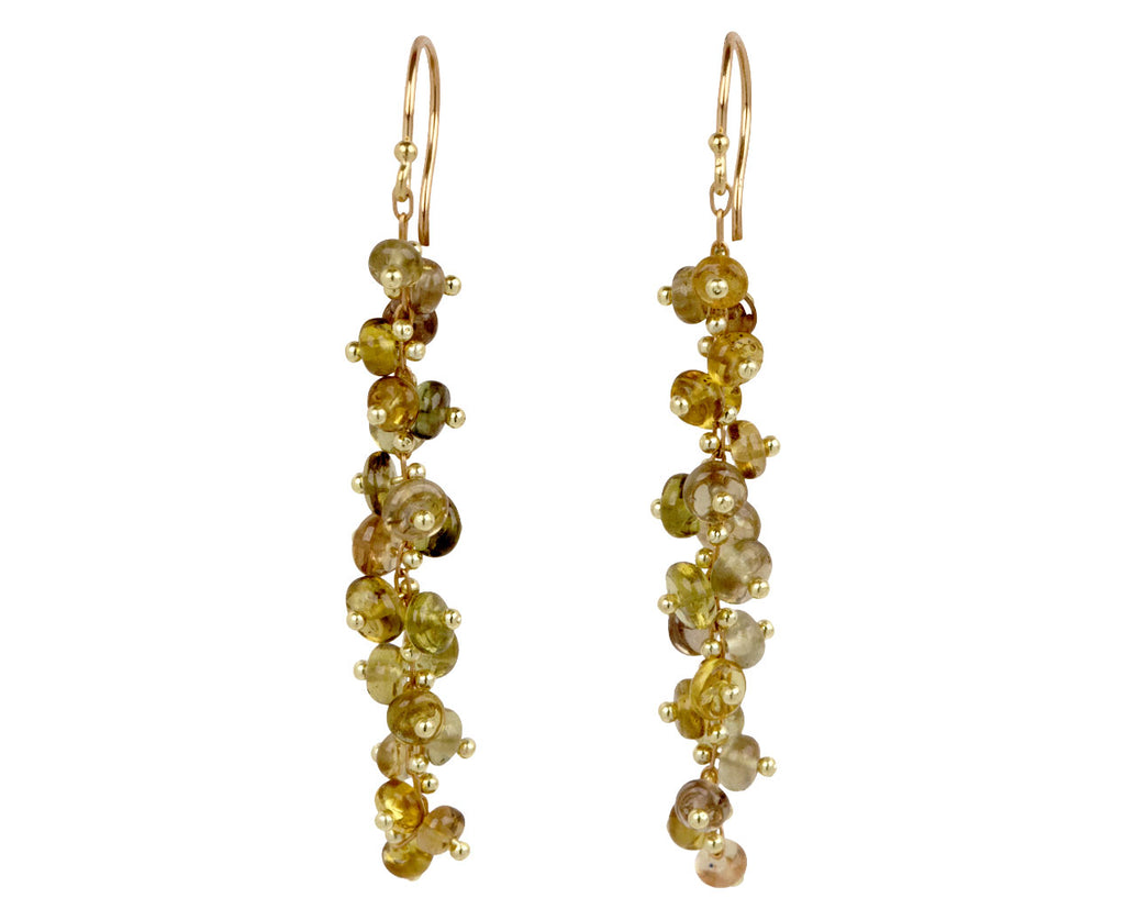 Long Golden Sapphire Spiral Earrings