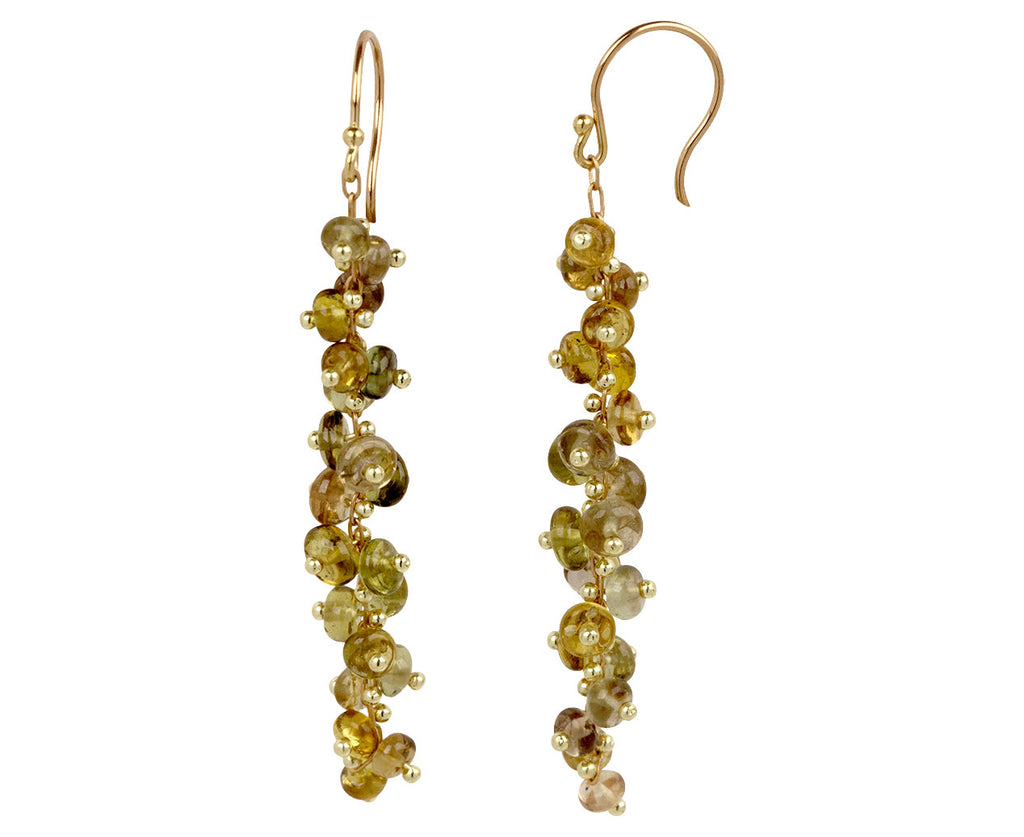 Long Golden Sapphire Spiral Earrings
