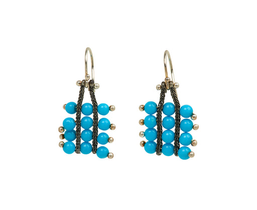 Turquoise Bead Square Earrings - TWISTonline 