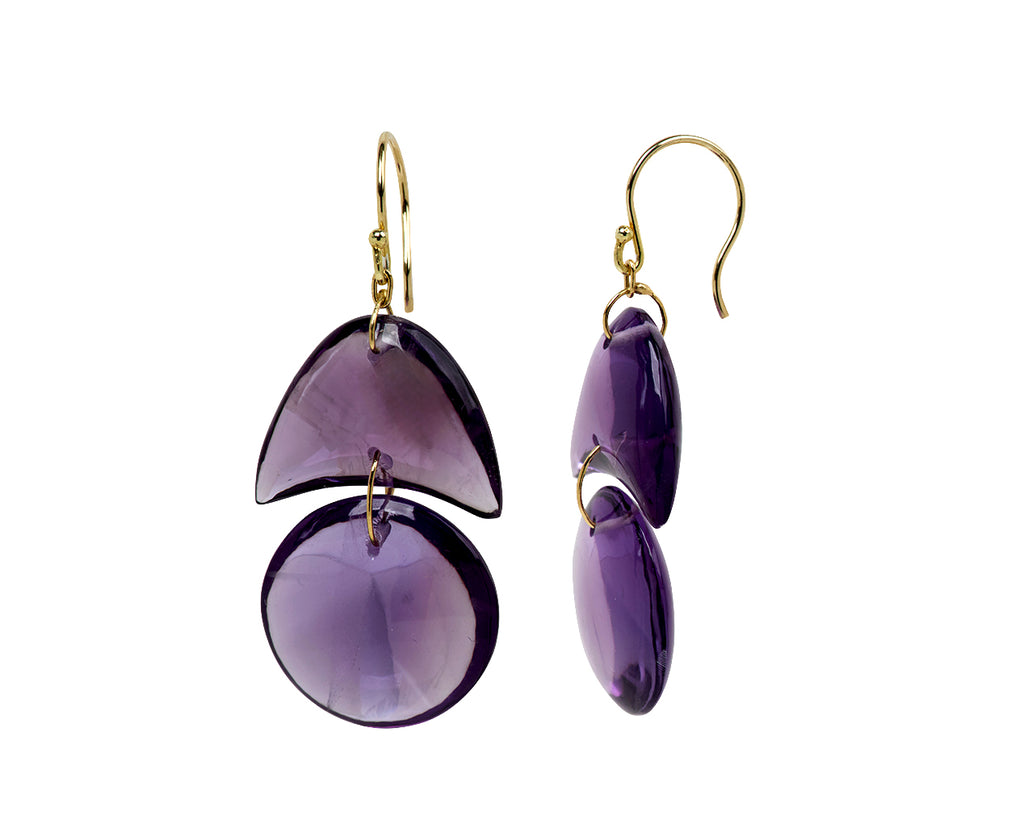 enThousandThings Amethyst Tiny Arp Earrings - Closeup