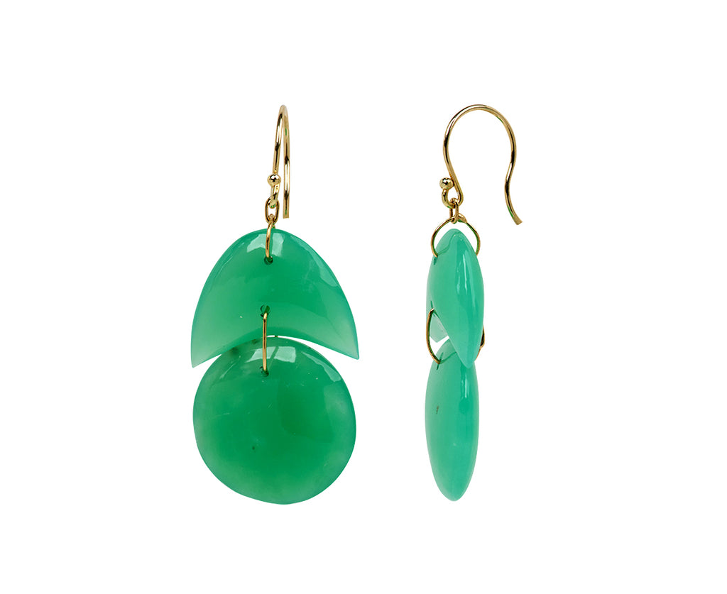 TenThousandThings Chrysoprase Tiny Arp Earrings - Closeup