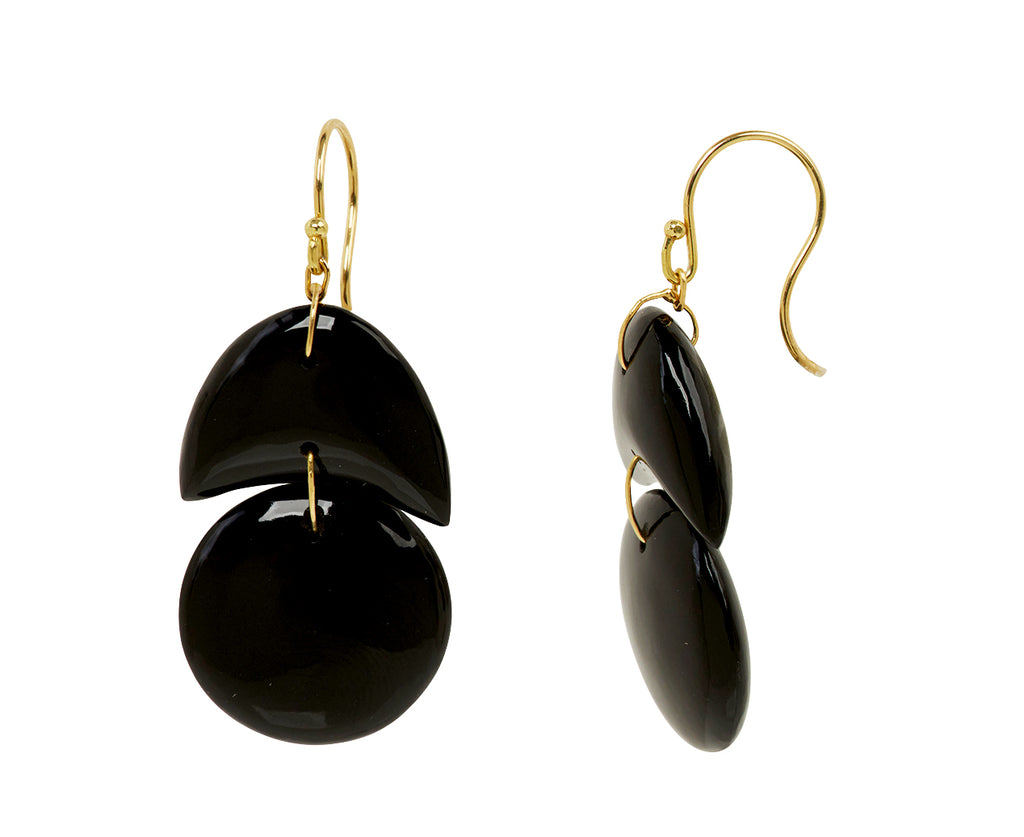 TenThousandThings Black Onyx Tiny Arp Earrings - side