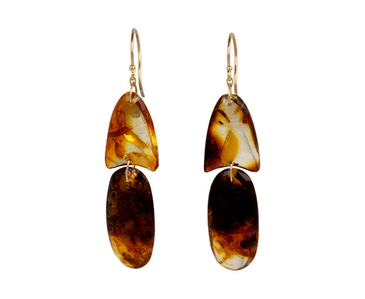 Tiny Amber Arrowhead Earrings