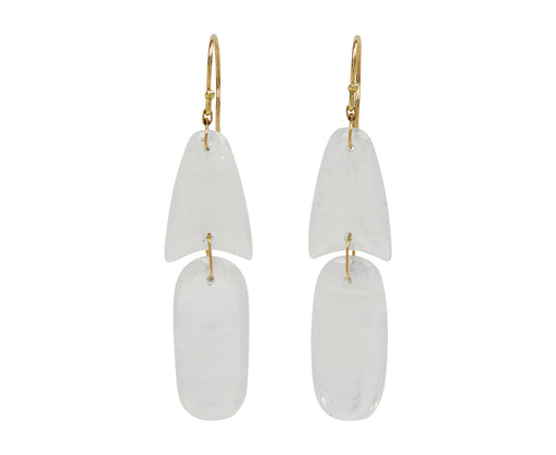 Rainbow Moonstone Arrowhead Earrings