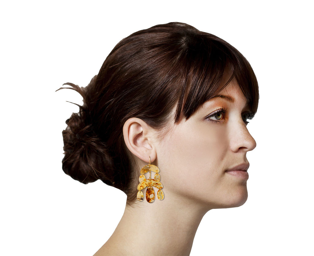 Amber Cut Stone Mini Chandelier Earrings