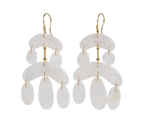 TenThousandThings Rainbow Moonstone Cut Stone Mini Chandelier Earrings