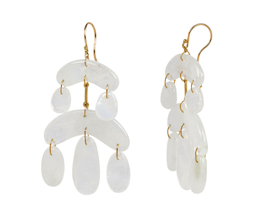 TenThousandThings Rainbow Moonstone Cut Stone Mini Chandelier Earrings Side View
