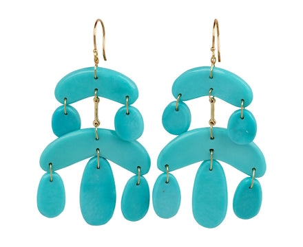 Turquoise Cut Stone Mini Chandelier Earrings