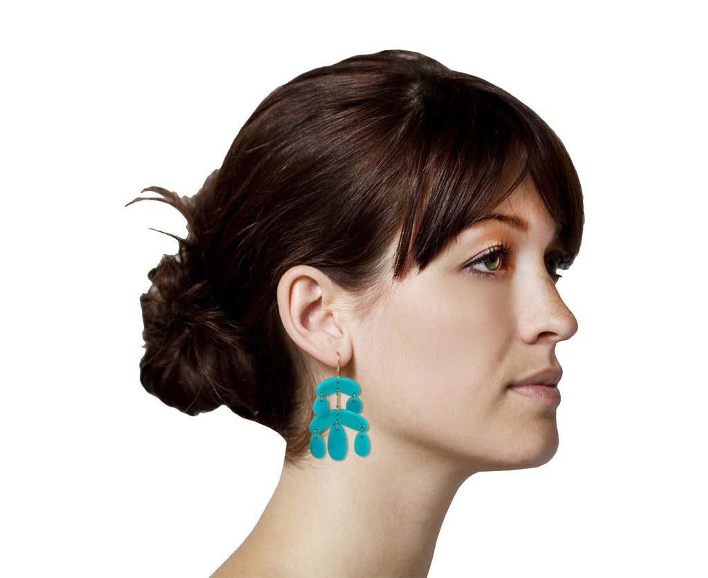 Turquoise Cut Stone Mini Chandelier Earrings