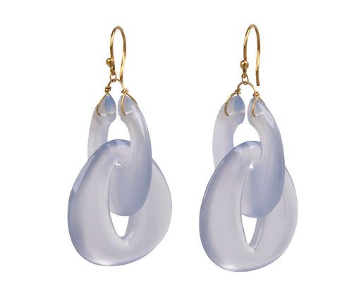 Blue Chalcedony Peacock Link Earrings