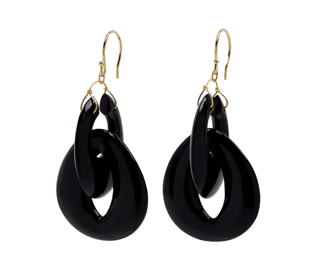 Onyx Peacock Link Earrings