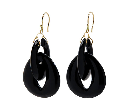 Onyx Peacock Link Earrings