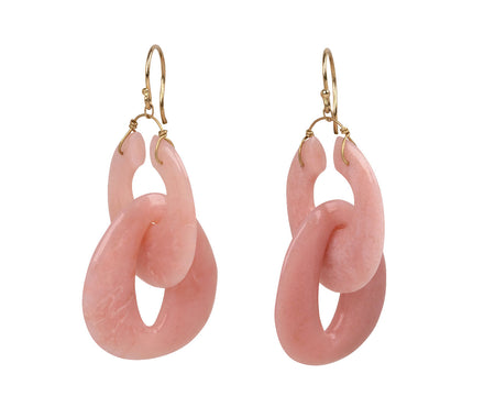 Pink Opal Peacock Link Earrings