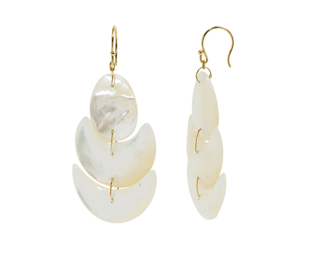 TenThousandThings Mother of Pearl Lotus Earrings - Side View